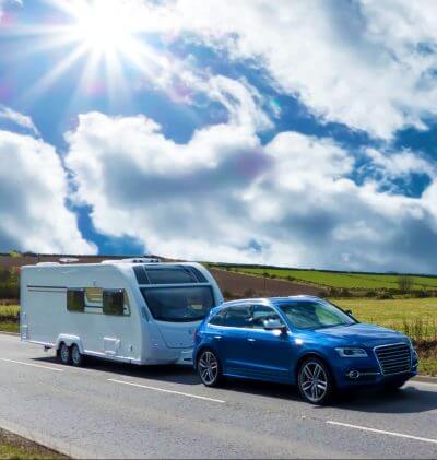 Car and Caravan on the road